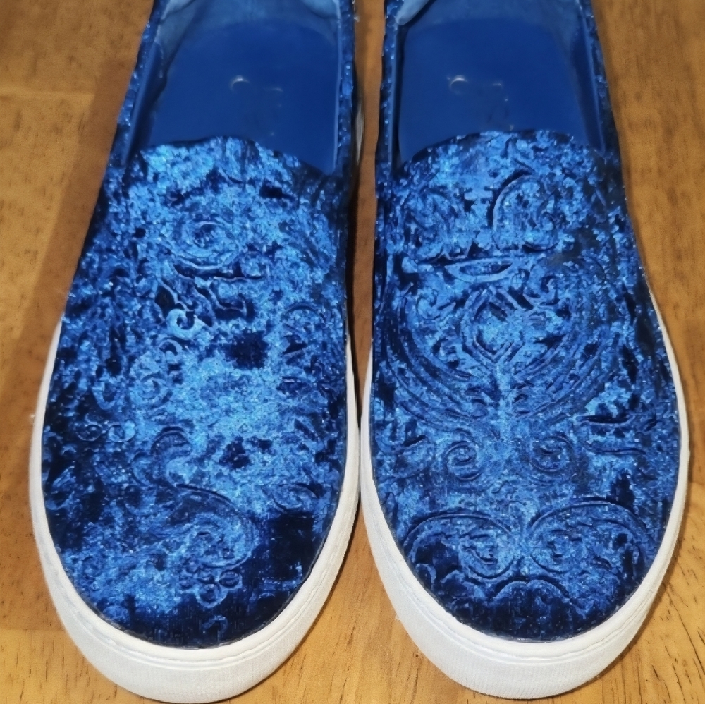 J/SLIDES NYC CRUSHED VELVET ELEVATED PAISLEY FLORAL CASUAL BOLD LOUD LUXURY Sz 7 - Picture 5 of 10